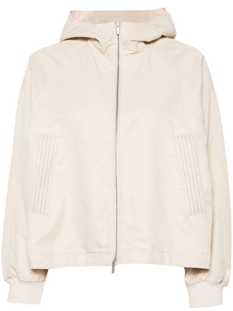 Peserico bead-embellished hooded jacket - Neutrals von Peserico