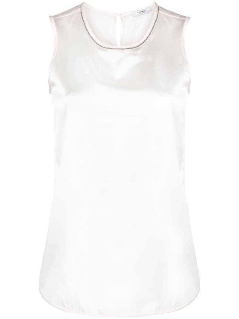 Peserico bead-embellished silk satin sleeveless top - Neutrals von Peserico