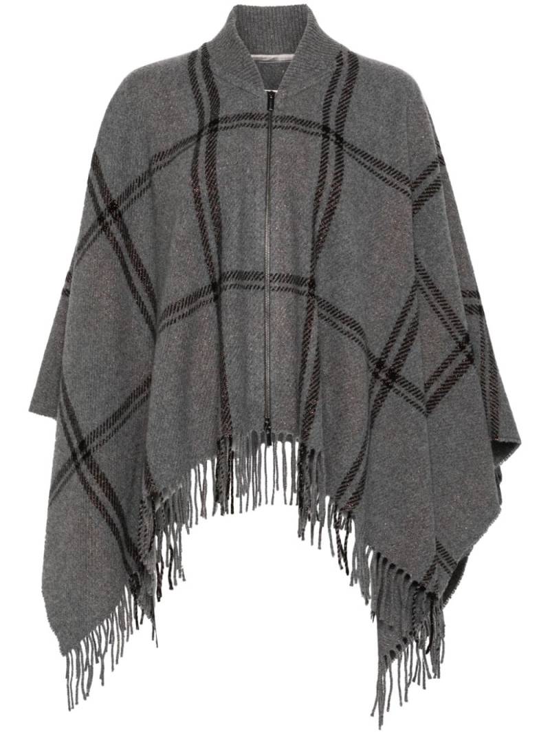 Peserico checked poncho - Grey von Peserico