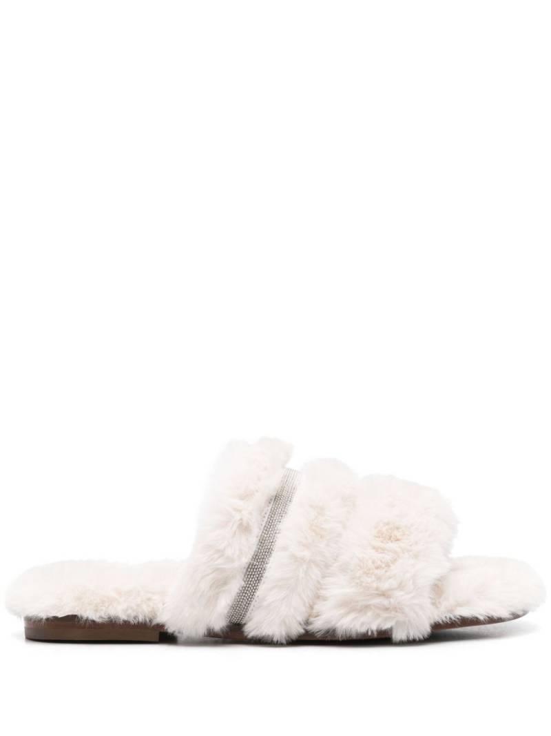 Peserico faux-fur slides - White von Peserico