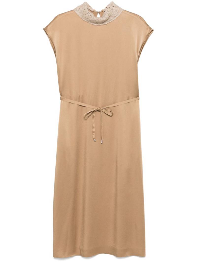 Peserico funnel neck satin midi dress - Brown von Peserico