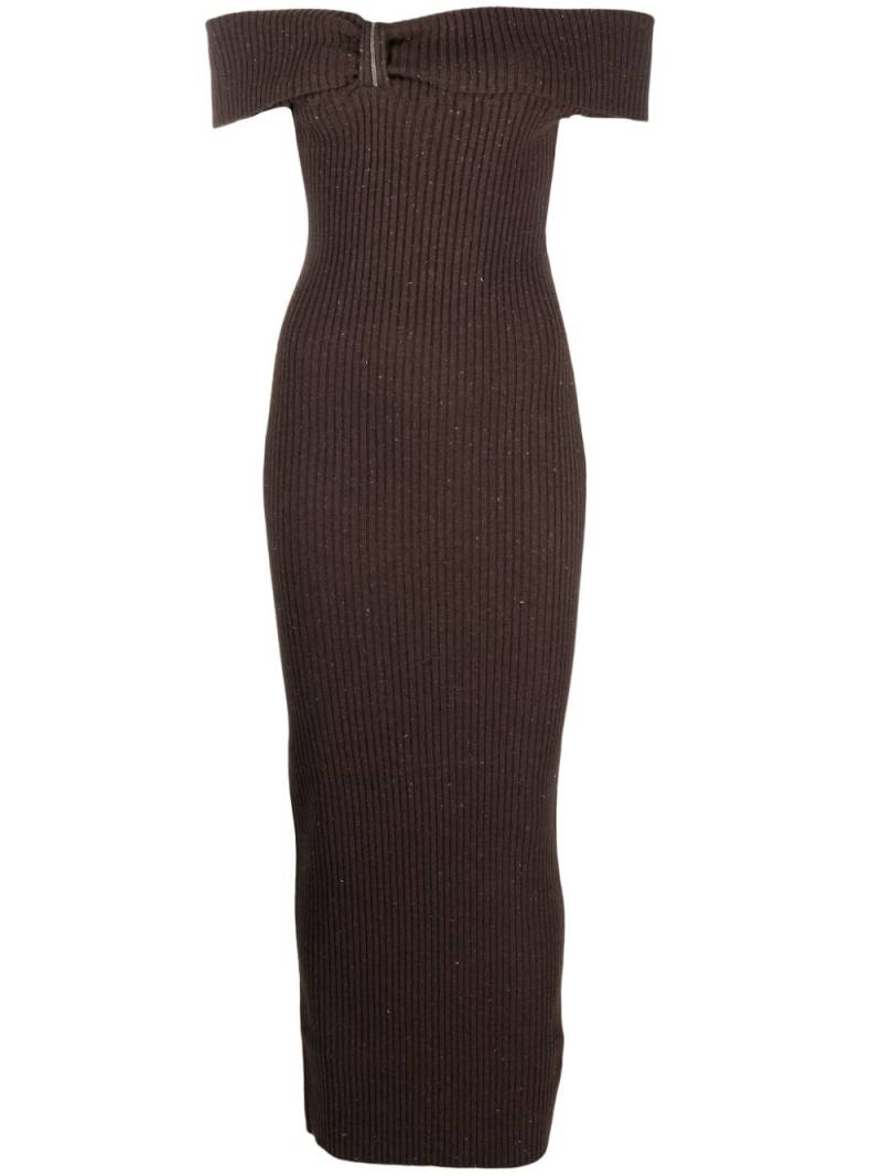 Peserico glitter-detail ribbed-knit long dress - Brown von Peserico