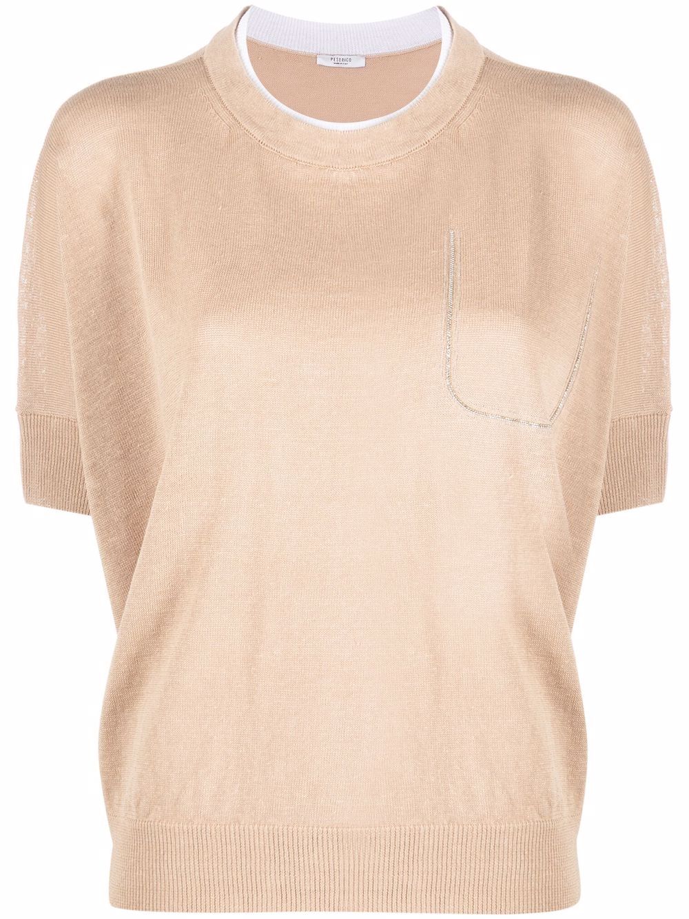 Peserico layered-neckline T-shirt - Neutrals von Peserico