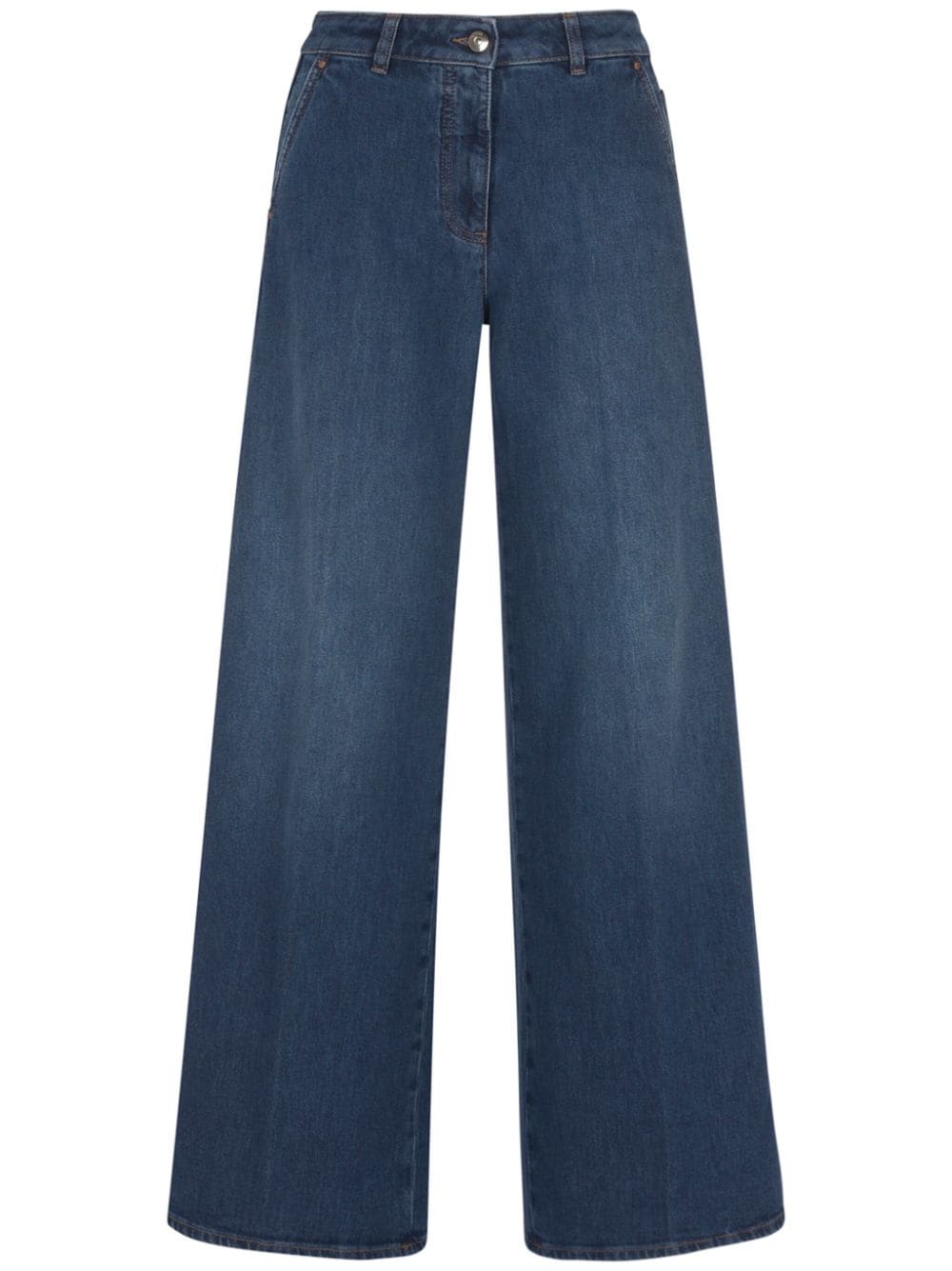 Peserico logo-appliqué wide-leg jeans - Blue von Peserico