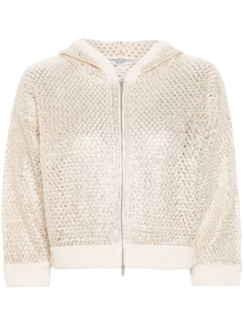 Peserico metallic-finish knitted hoodie - Gold von Peserico