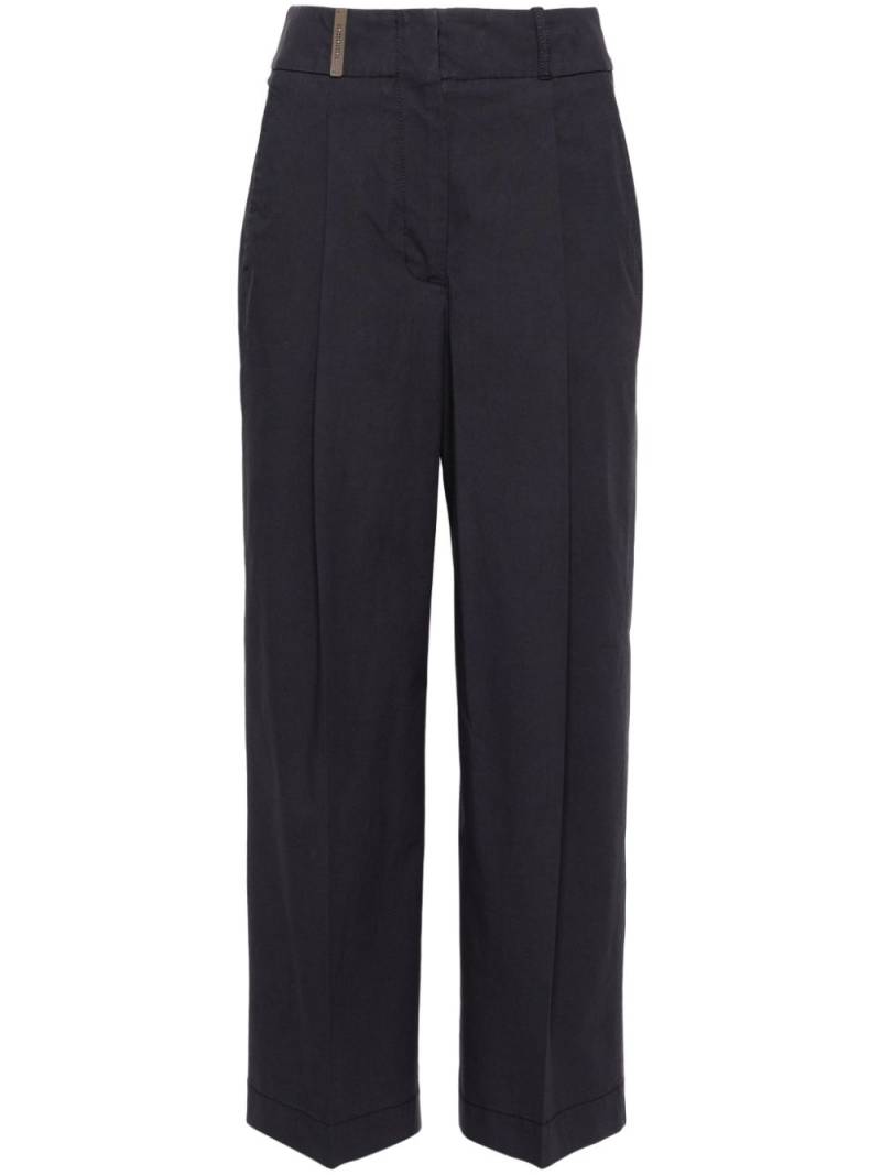 Peserico pressed-crease poplin tapered trousers - Blue von Peserico