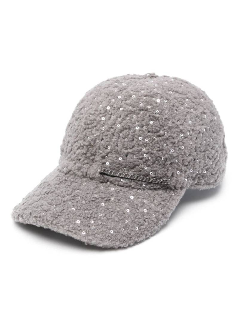 Peserico sequin-embellished faux-shearling baseball cap - Grey von Peserico