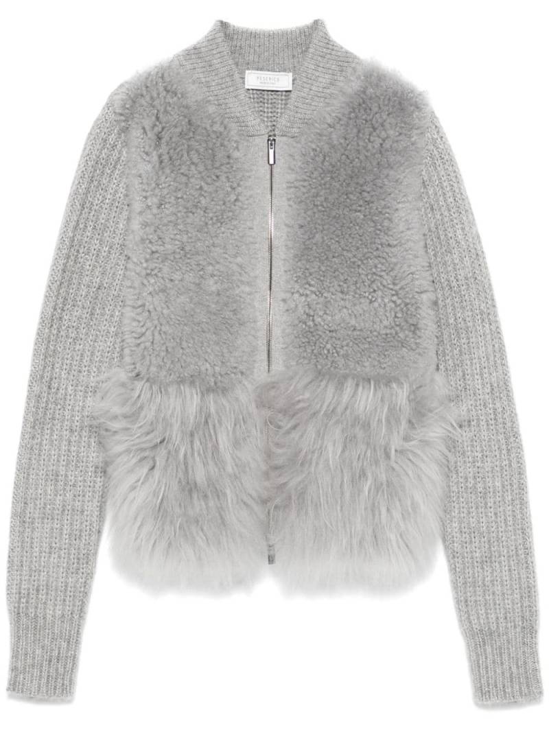 Peserico shearling-panels cardigan - Grey von Peserico