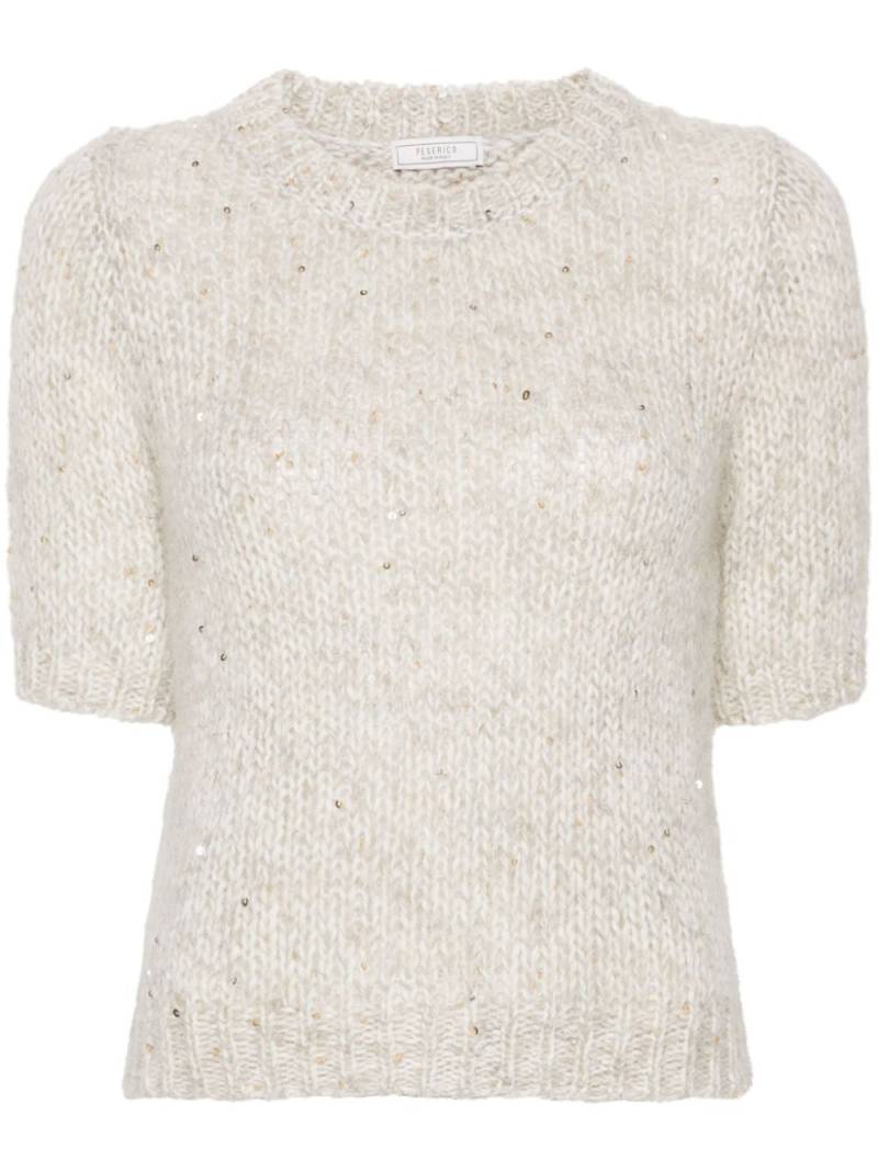 Peserico short-sleeve sequinned sweater - Grey von Peserico