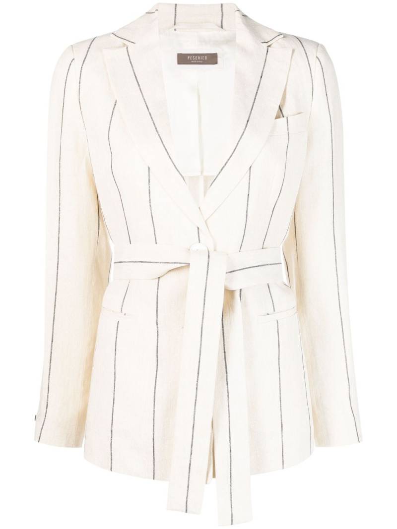 Peserico striped belted linen blazer - Neutrals von Peserico