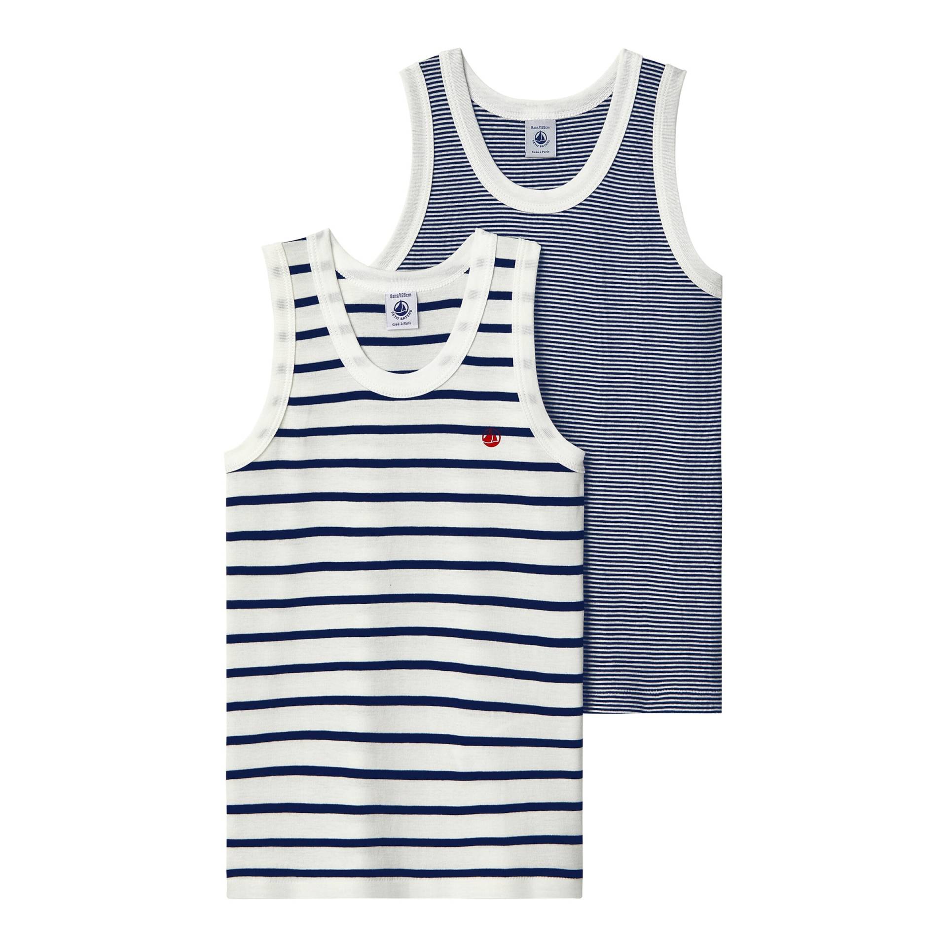 2er-Pack Unterhemden Ringel von Petit Bateau