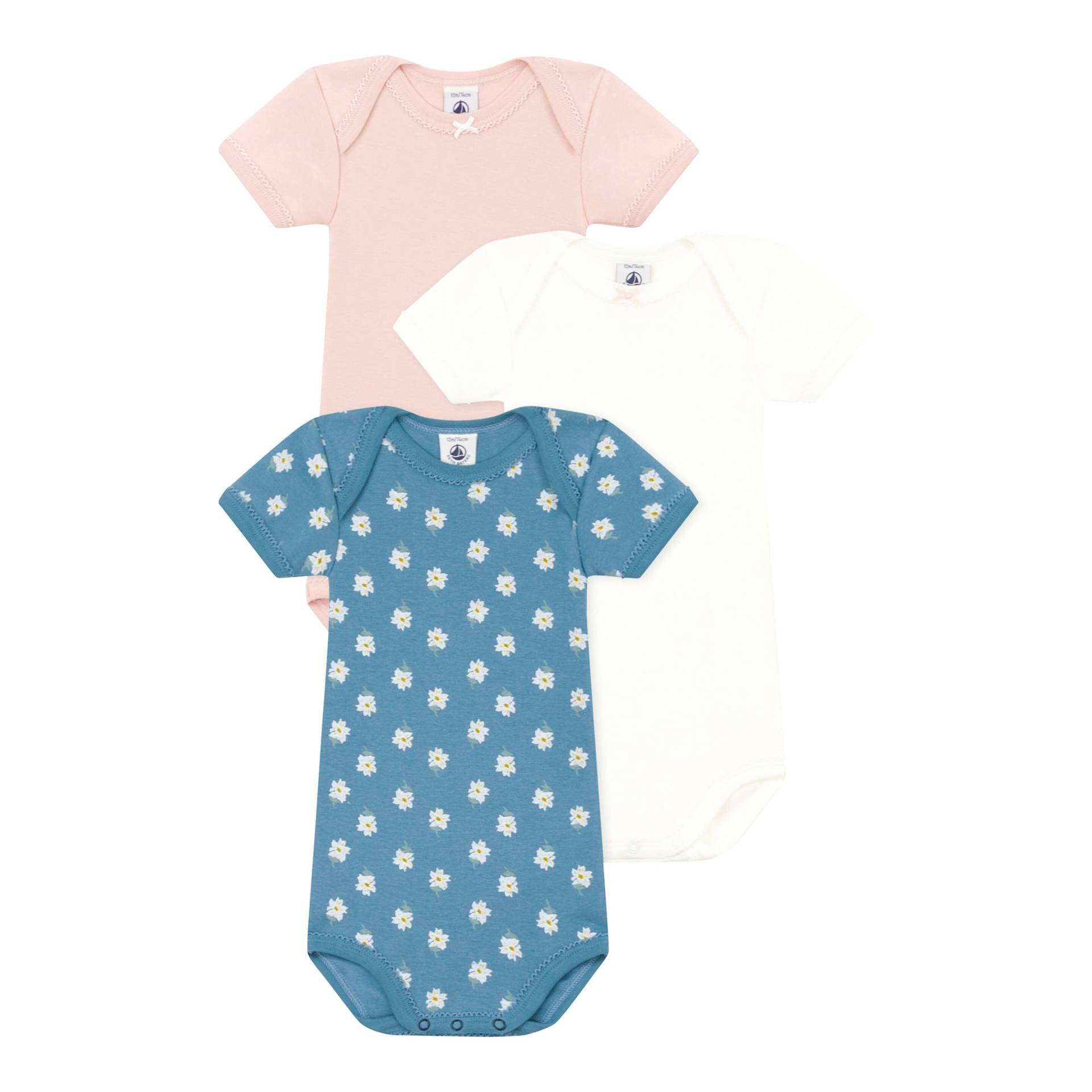 3er-Pack Bodys kurzarm Blumen Schleife von Petit Bateau