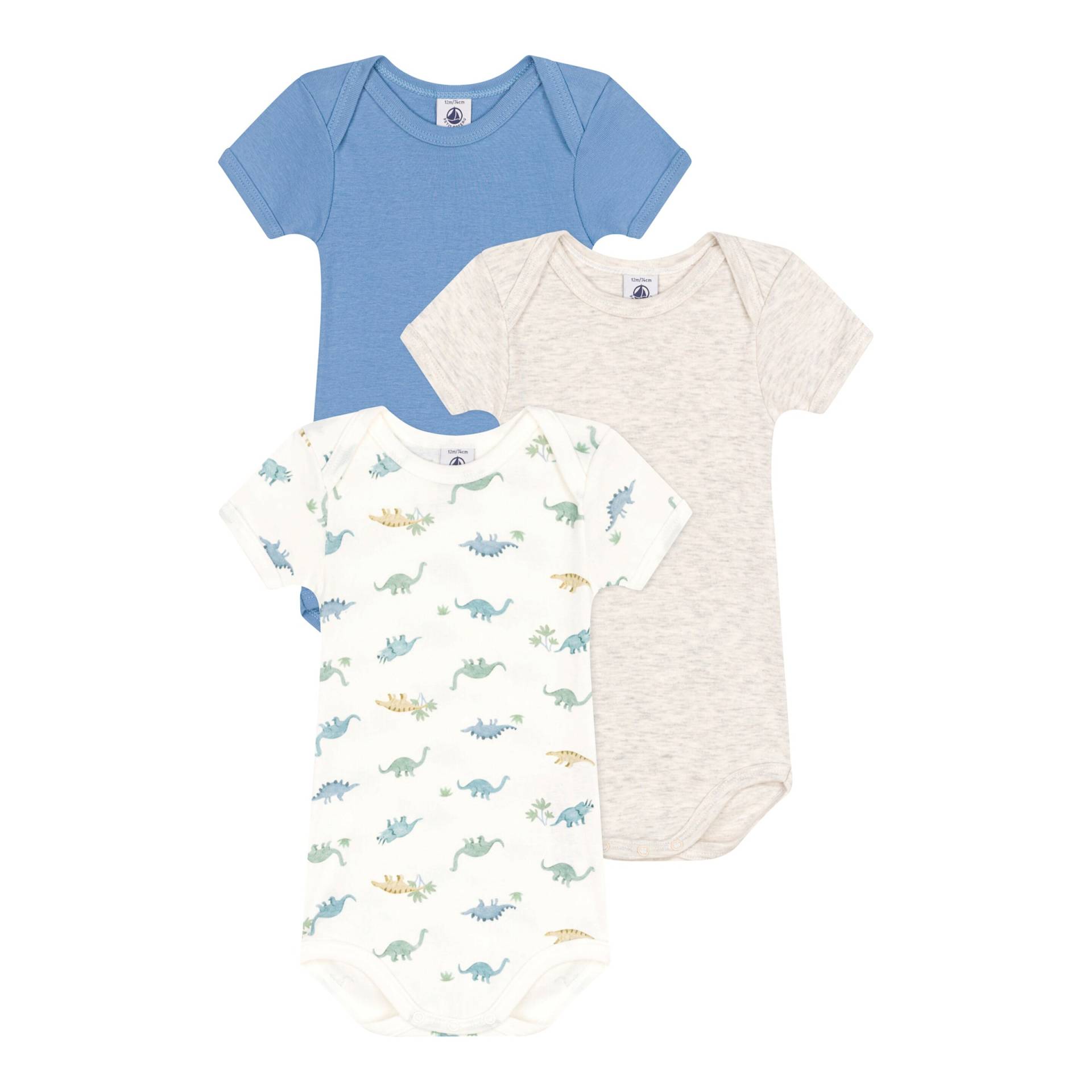 3er-Pack Bodys kurzarm Dinos von Petit Bateau