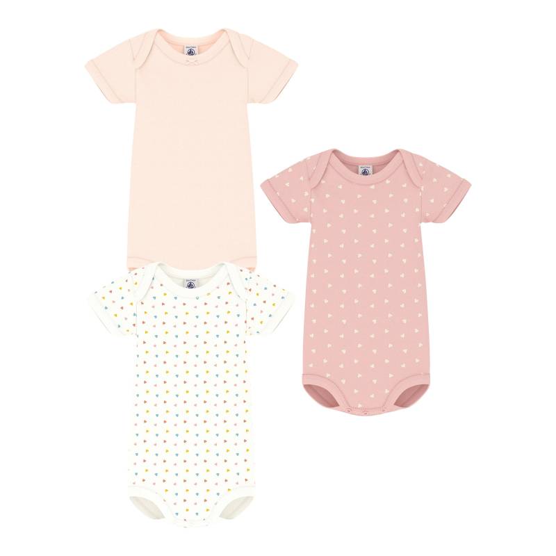 3er-Pack Bodys kurzarm Herzen von Petit Bateau