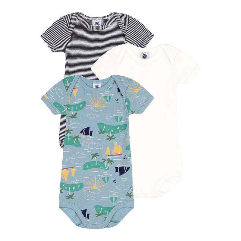 3er-Pack Bodys kurzarm Segelboote Ringel von Petit Bateau