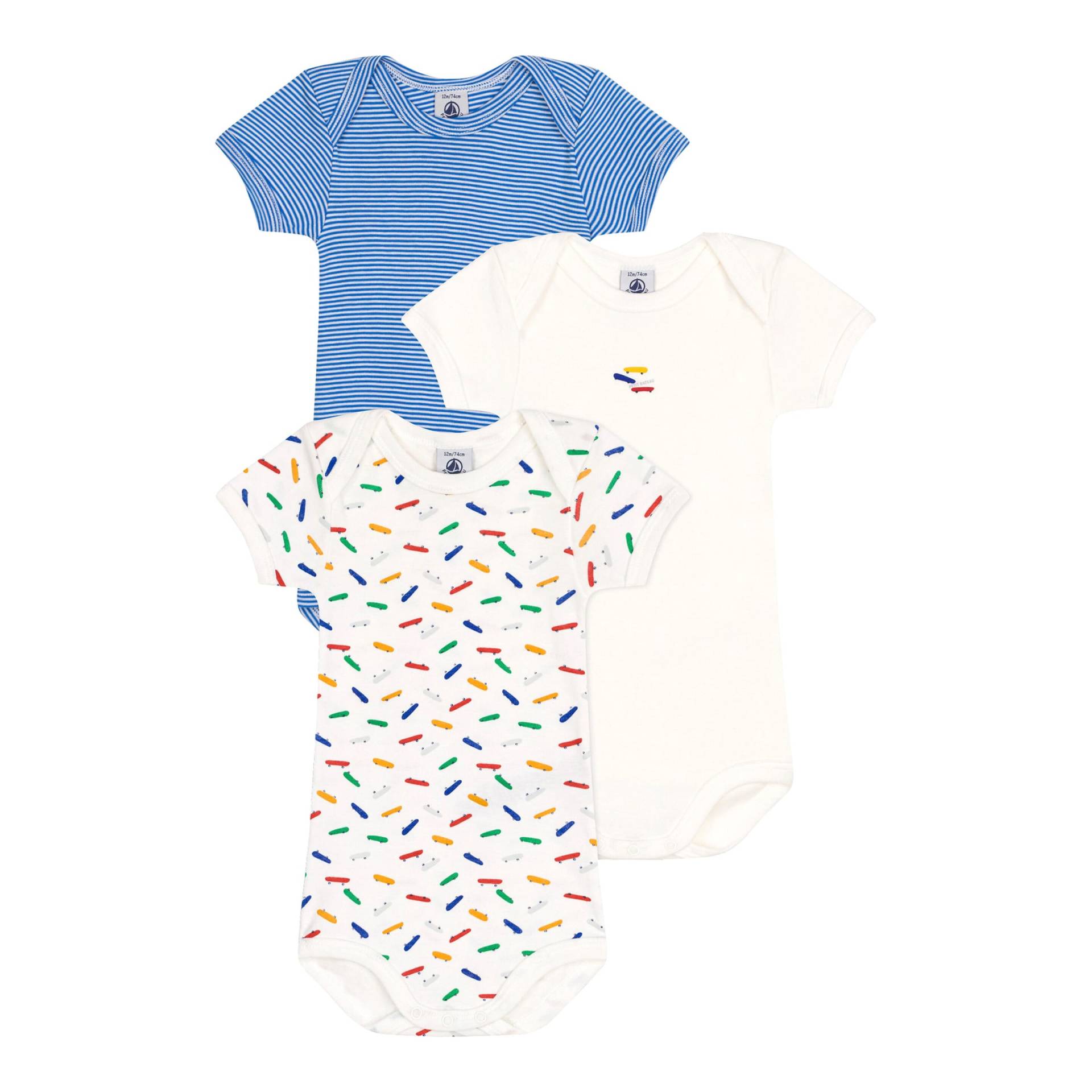 3er-Pack Bodys kurzarm Skateboards Ringel 3er-Pack Bodys kurzarm Skateboards Ringel von Petit Bateau