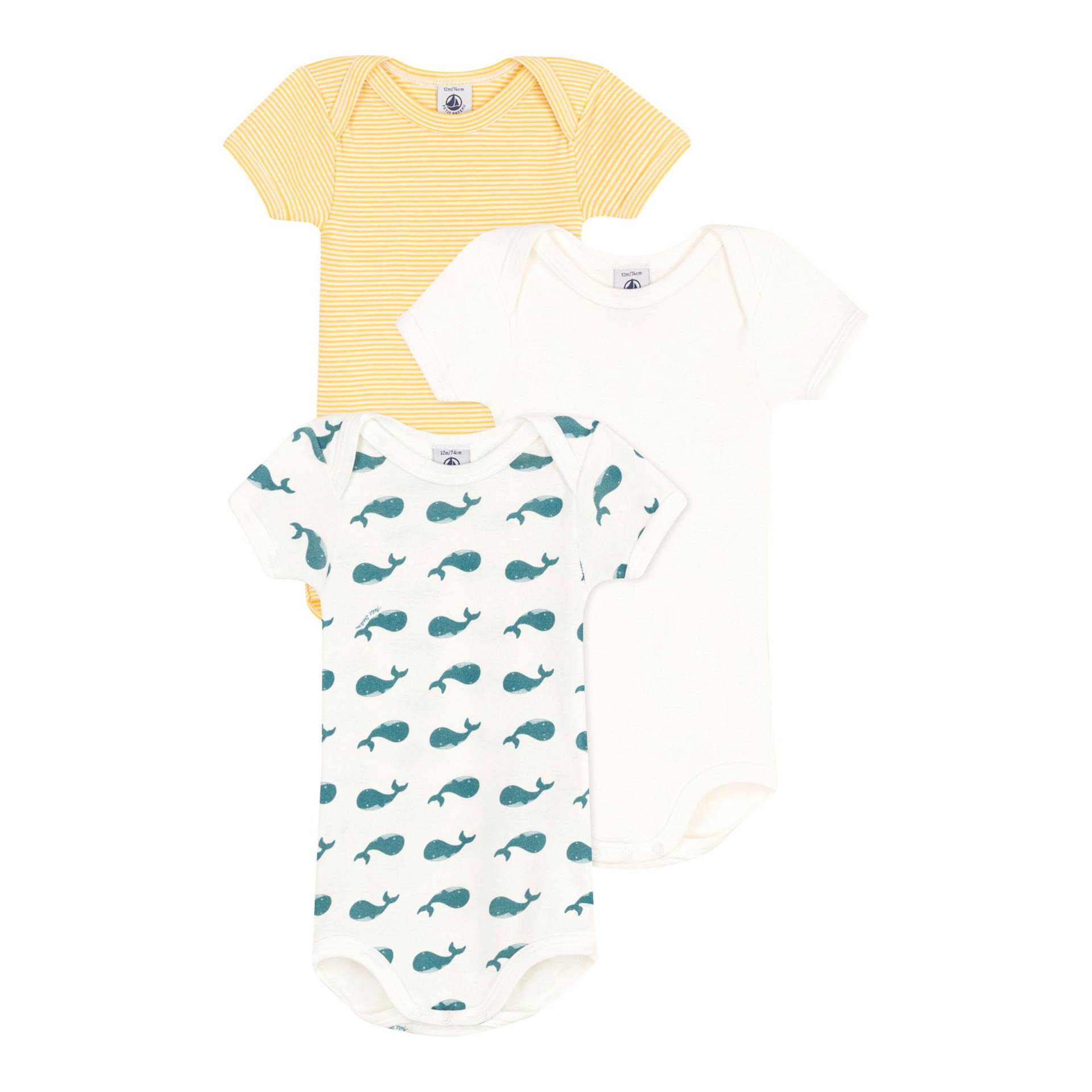 3er-Pack Bodys kurzarm Wale Ringel von Petit Bateau