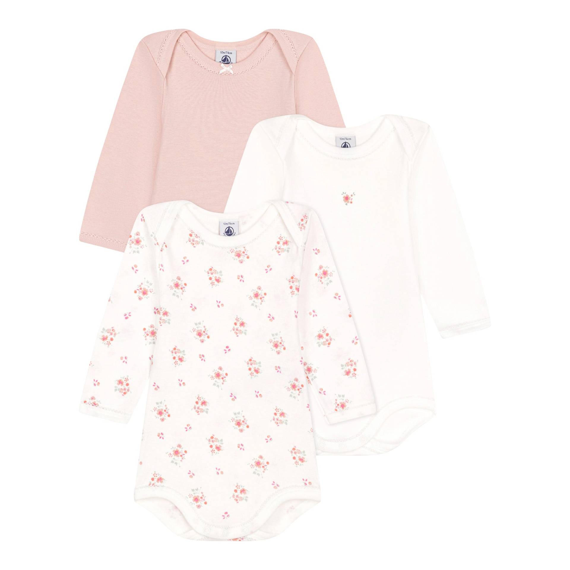 3er-Pack Bodys langarm Blumen von Petit Bateau