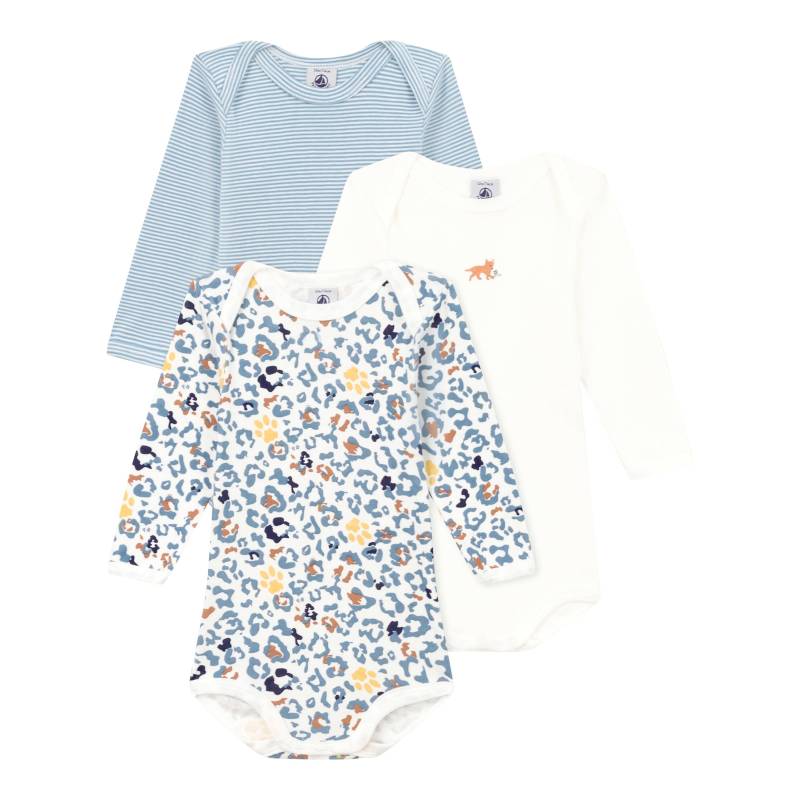 3er-Pack Bodys langarm Fuchs Fußspuren Ringel von Petit Bateau