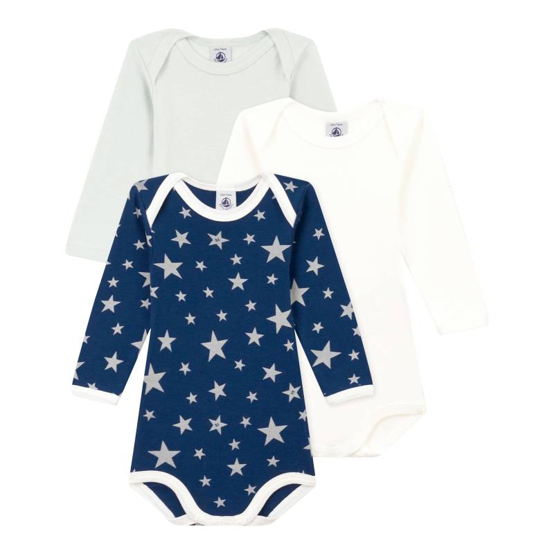 3er-Pack Bodys langarm Sterne mit Leucht-Effekt von Petit Bateau