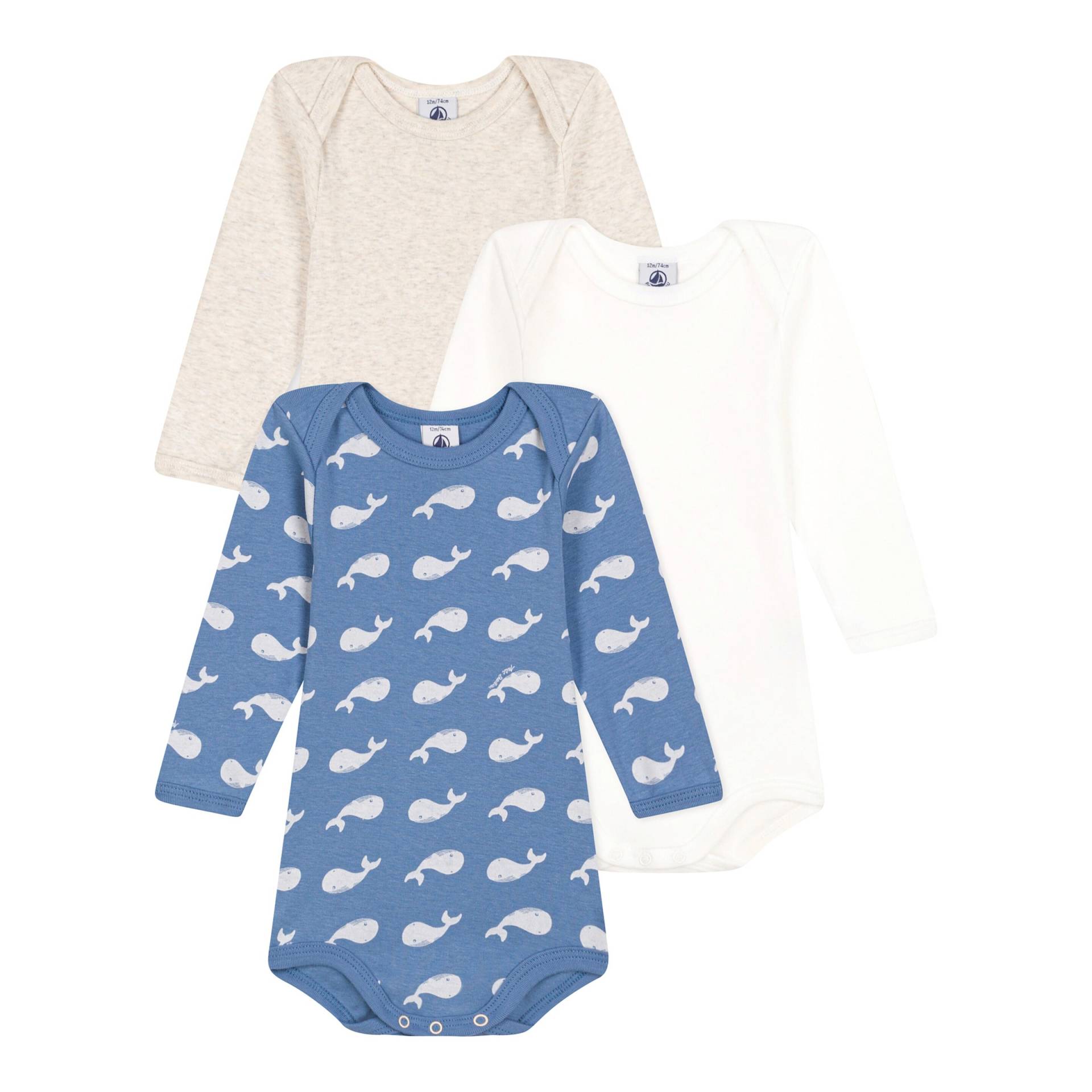 3er-Pack Bodys langarm Wale von Petit Bateau