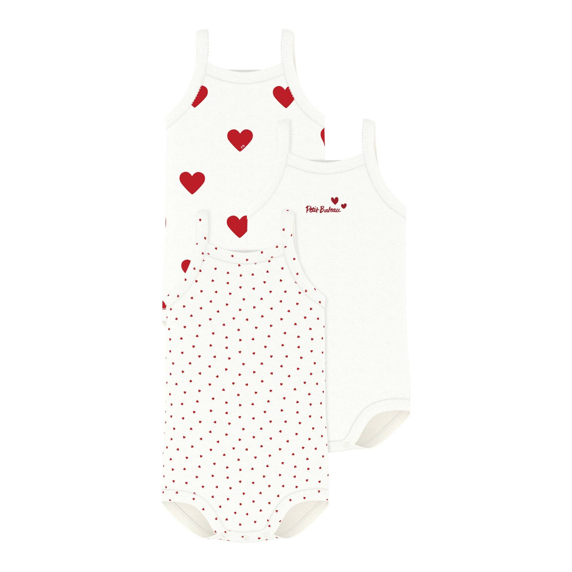 3er-Pack Bodys ohne Arm Herzen 3er-Pack Bodys ohne Arm Herzen von Petit Bateau