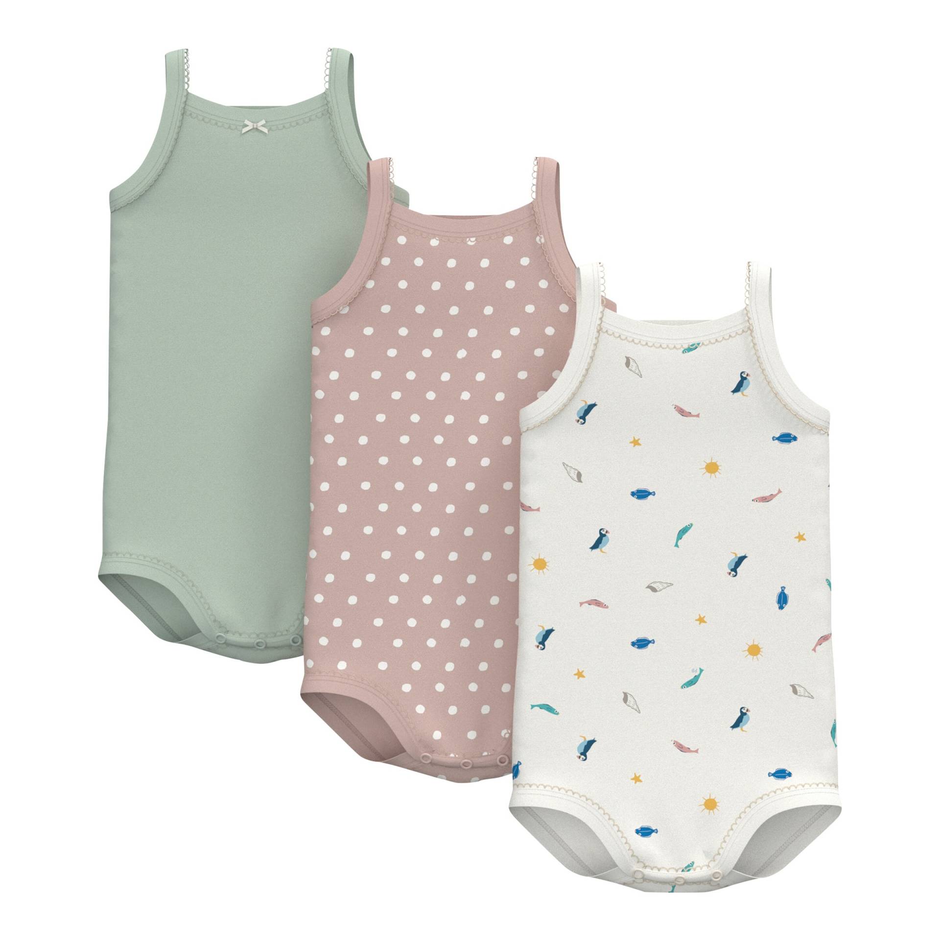 3er-Pack Bodys ohne Arm Punkte Strand von Petit Bateau