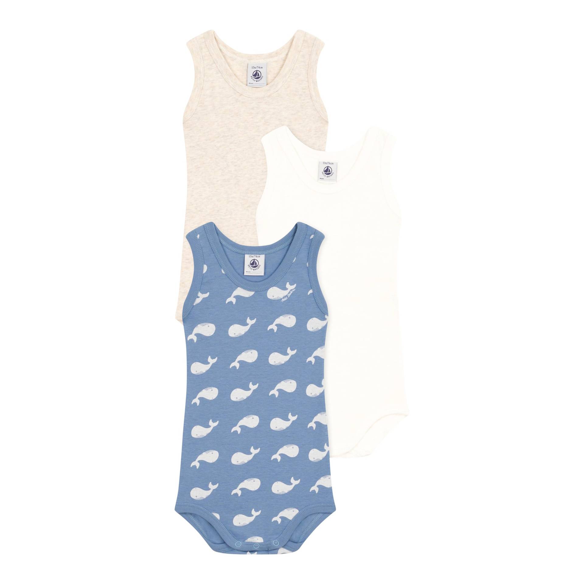 3er-Pack Bodys ohne Arm Wale von Petit Bateau