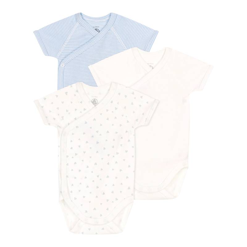 3er-Pack Wickelbodys kurzarm Herzen Ringel von Petit Bateau