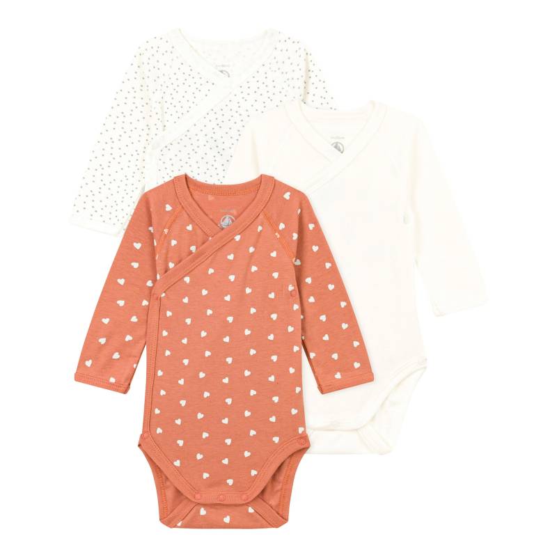 3er-Pack Wickelbodys langarm Herzen von Petit Bateau