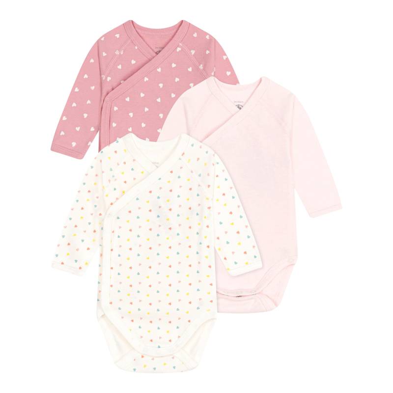 3er-Pack Wickelbodys langarm Herzen von Petit Bateau