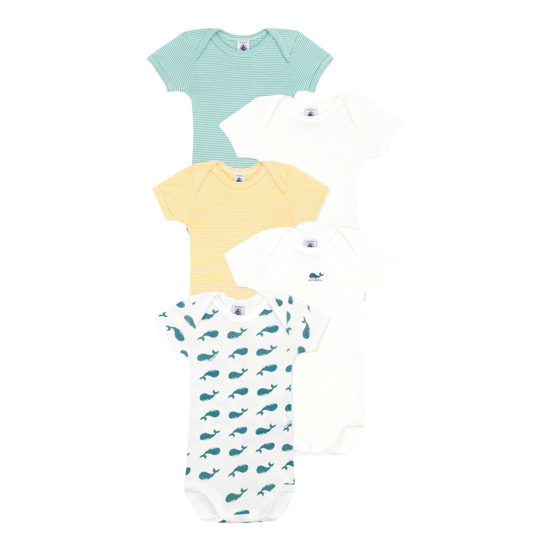 5er-Pack Bodys kurzarm Wale Ringel von Petit Bateau