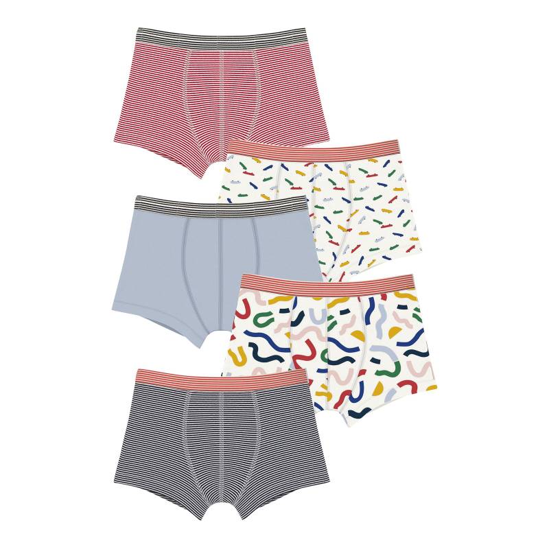 5er-Pack Boxershorts Skateboeards Ringel von Petit Bateau