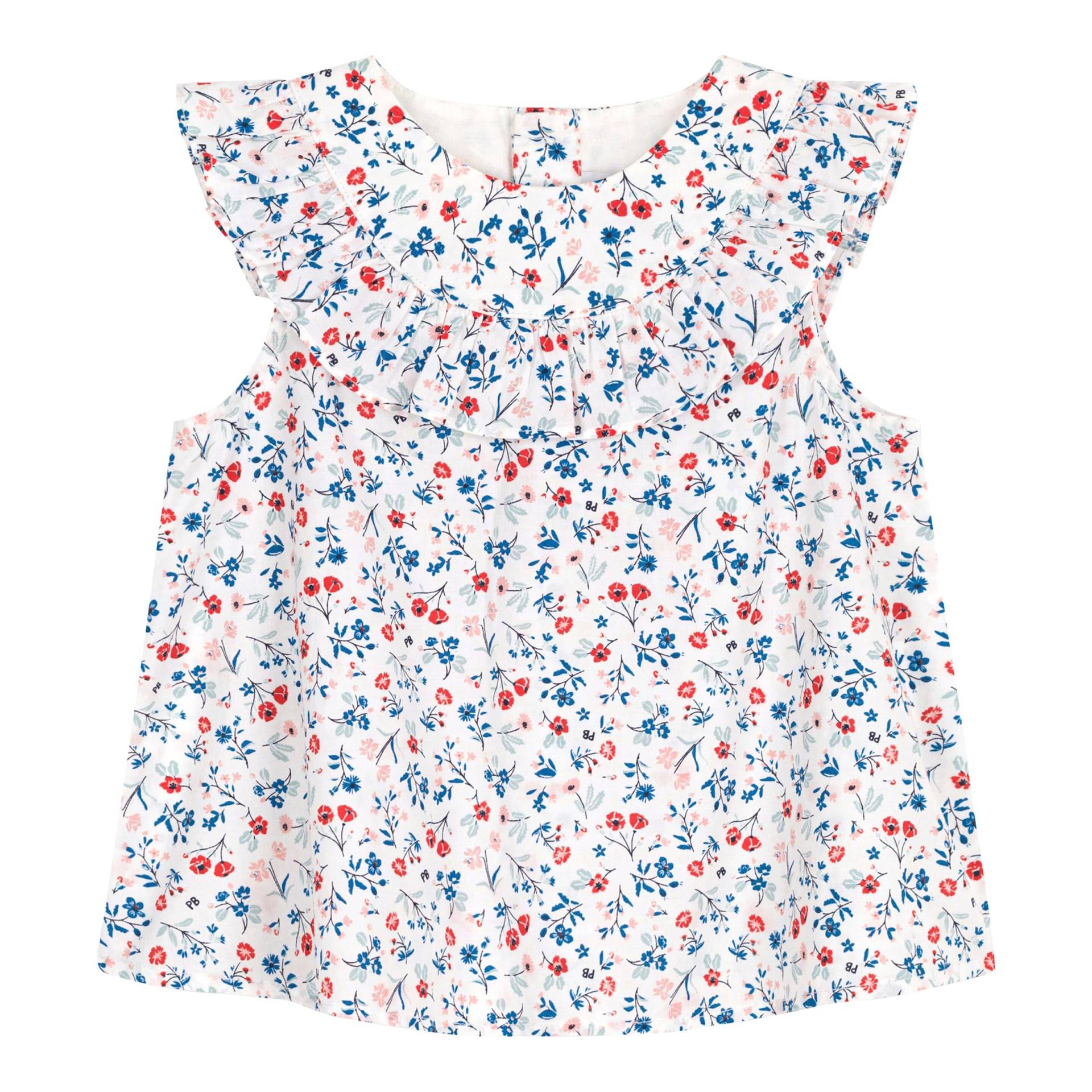 Bluse Flügelarm Rüschenkragen Blumen von Petit Bateau