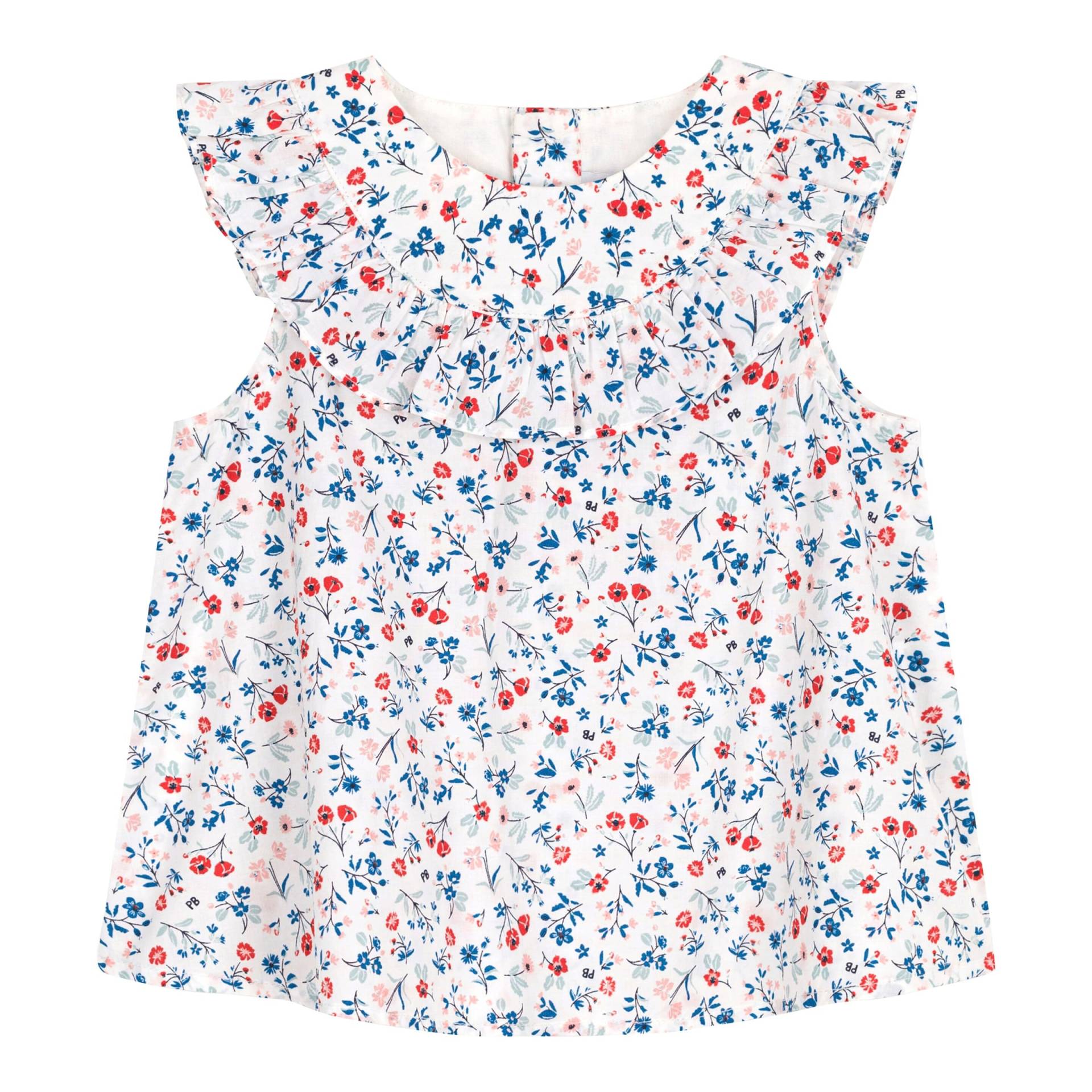 Bluse Flügelarm Rüschenkragen Blumen von Petit Bateau