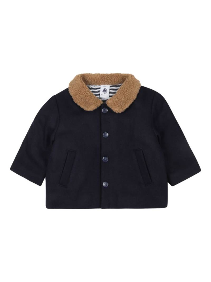 Petit Bateau fleece-collar wool-blend jacket - Blue von Petit Bateau