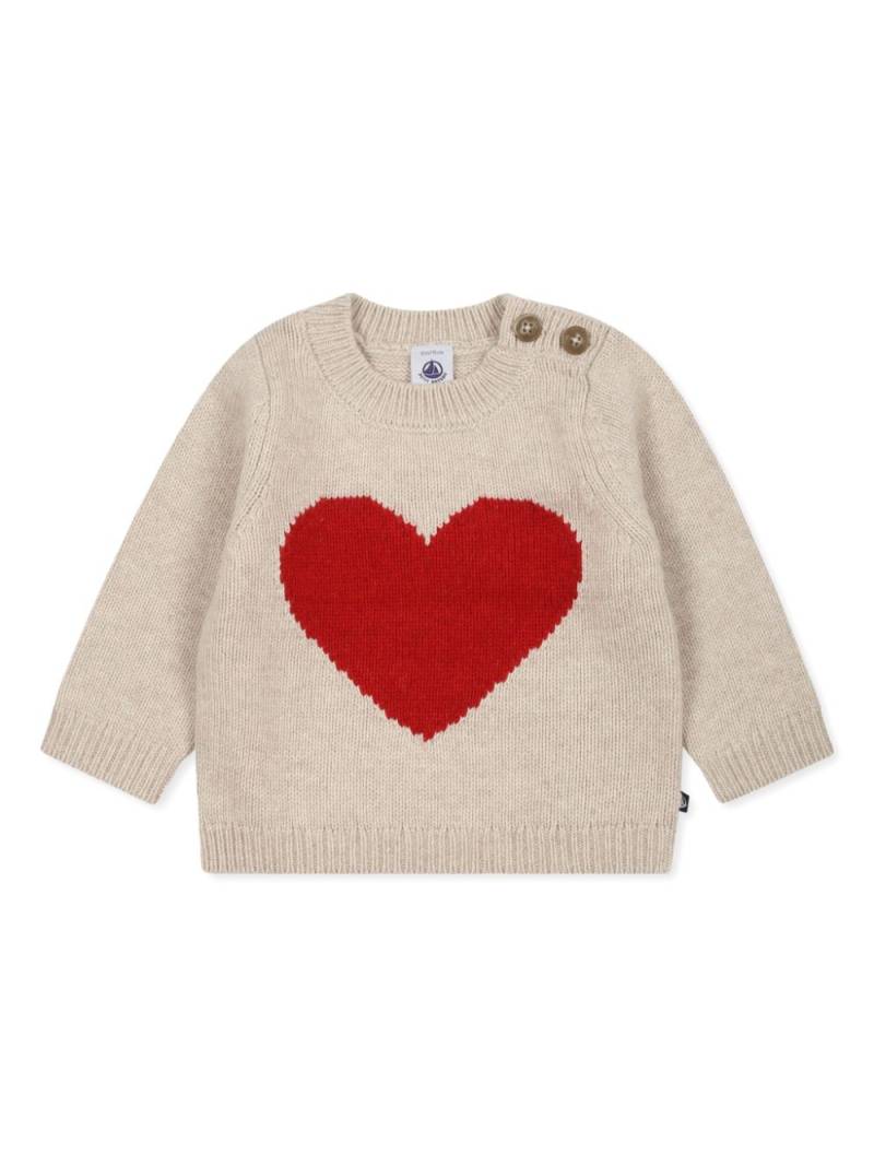 Petit Bateau heart jumper - Neutrals von Petit Bateau