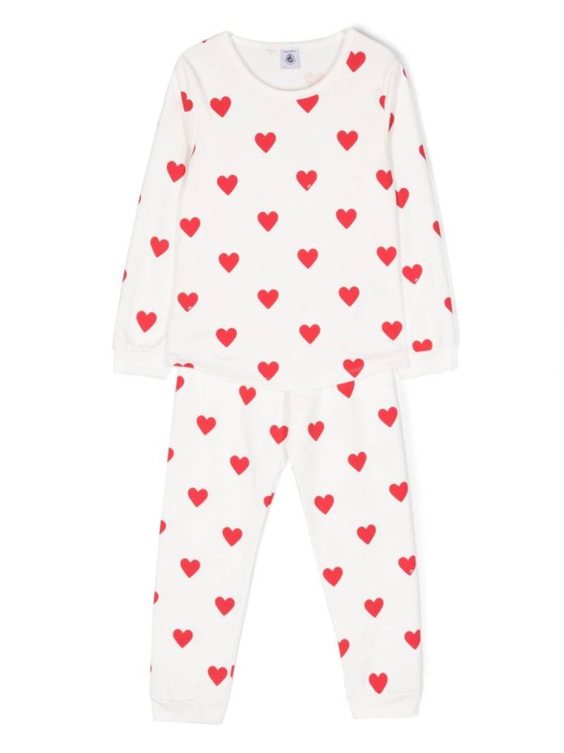 Petit Bateau heart-print cotton pajamas - White von Petit Bateau