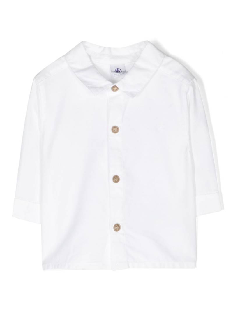 Petit Bateau logo-embroidered piqué shirt - White von Petit Bateau