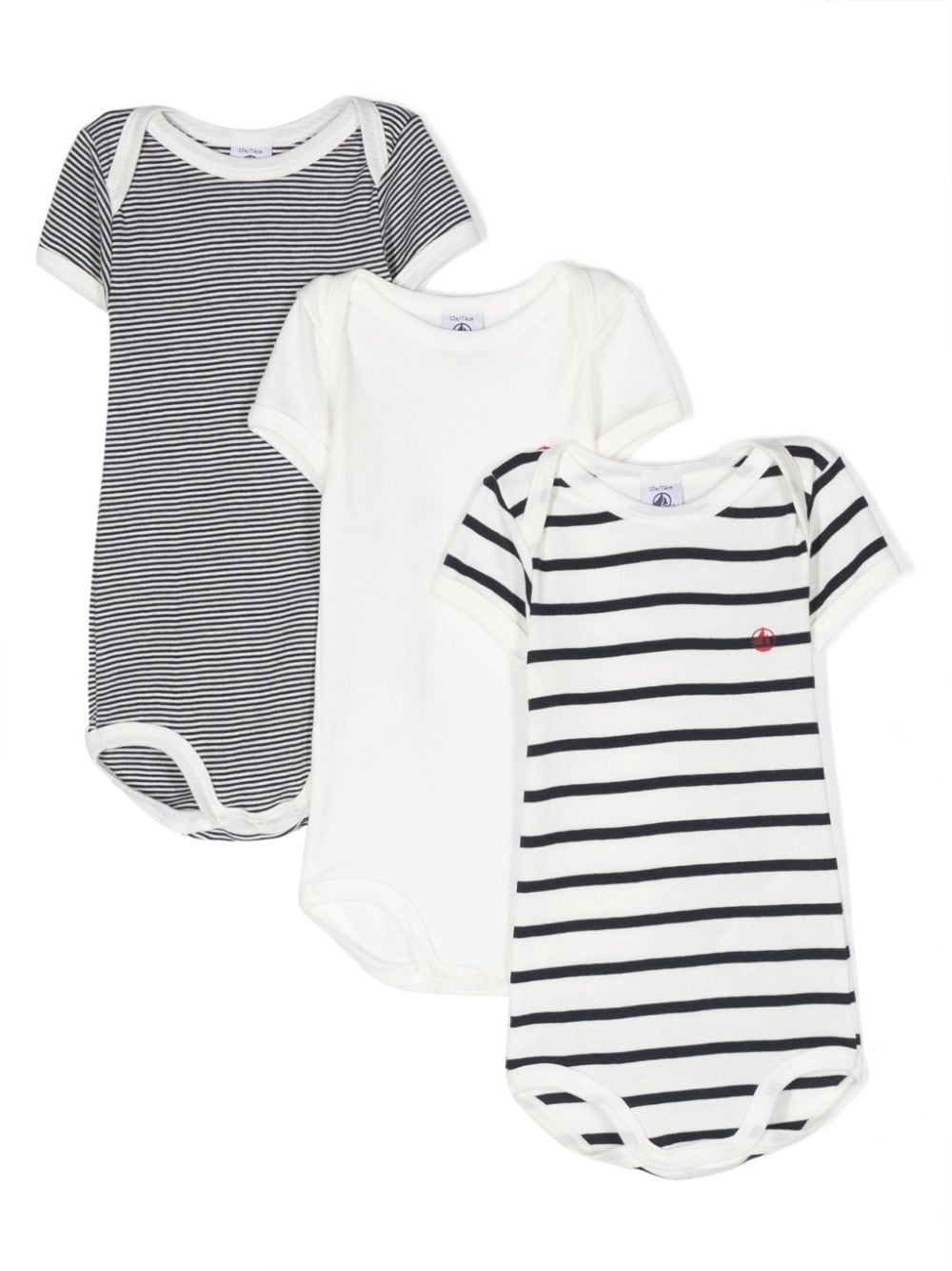 Petit Bateau short-sleeved cotton bodies (set of three) - White von Petit Bateau