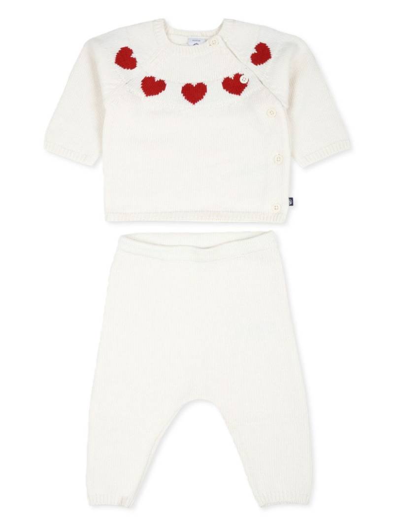 Petit Bateau woolen jumper and trousers set - White von Petit Bateau