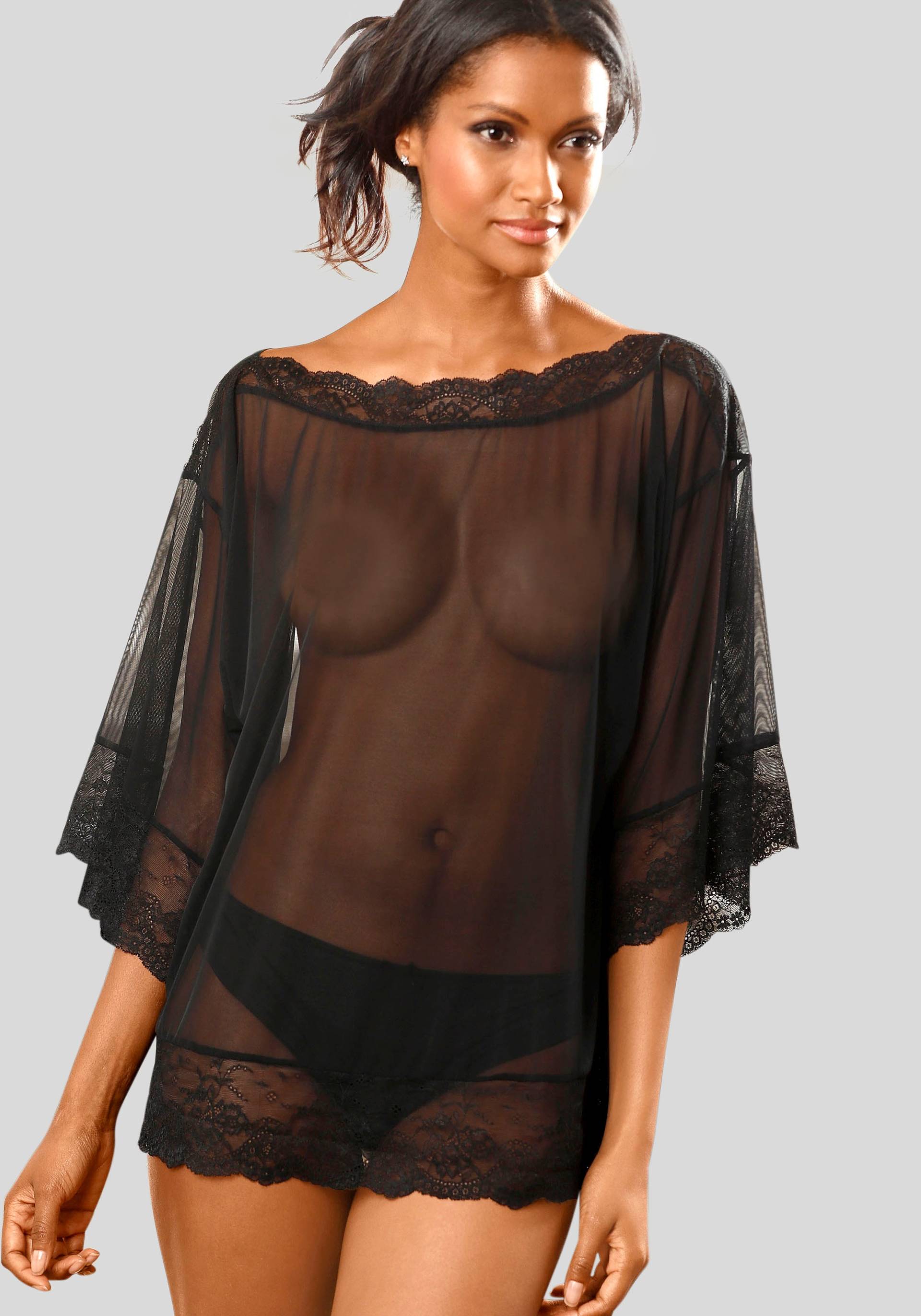 petite fleur goldfarben Netzshirt, leicht transparent aus feinem Netzmaterial, sexy Dessous, Reizwäsche von Petite fleur gold