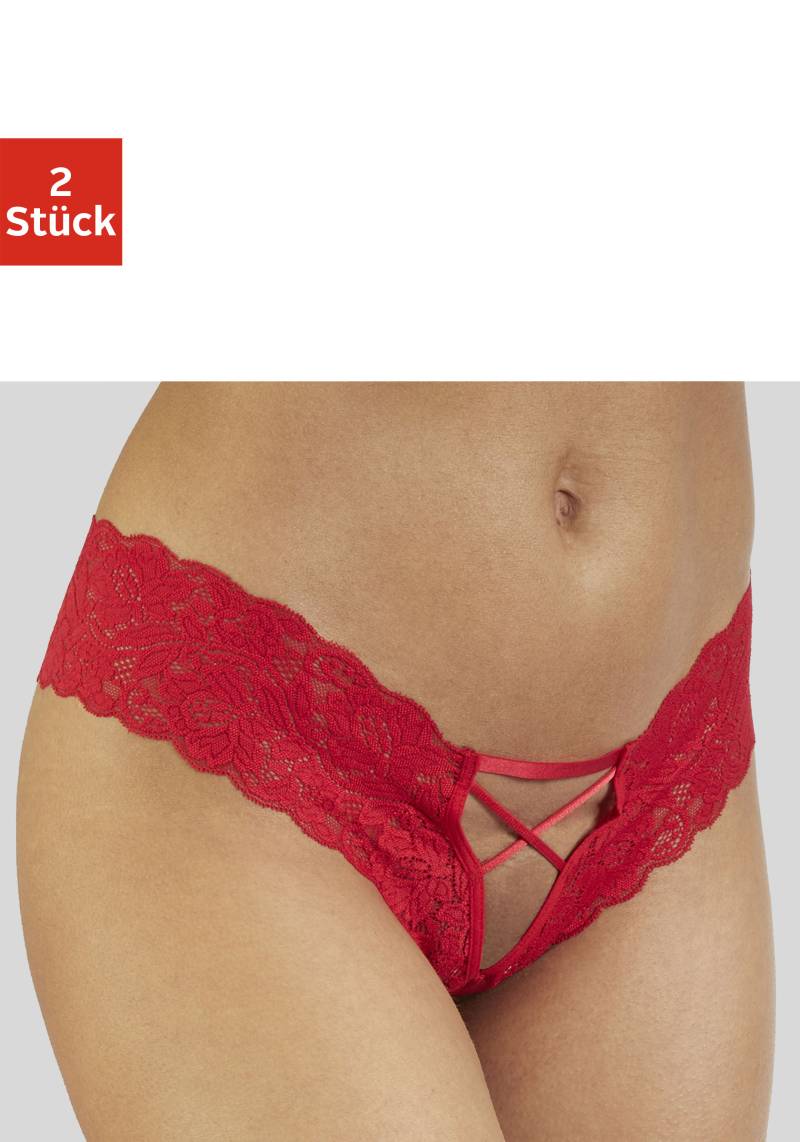 petite fleur goldfarben Panty-Ouvert, (Packung, 2 Stück), im günstigen Doppelpack, mit edlen Schnürungen, Reizwäsche von Petite fleur gold