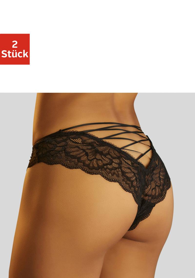 petite fleur goldfarben Tanga-Ouvert, (2 St.), Packung: Tanga aus Spitze und Ouvert aus Bändern von Petite fleur gold