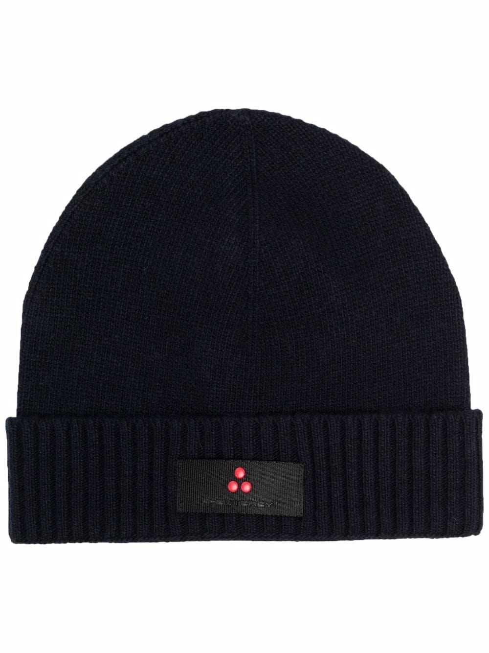 Peuterey logo-patch ribbed-knit beanie - Blue von Peuterey