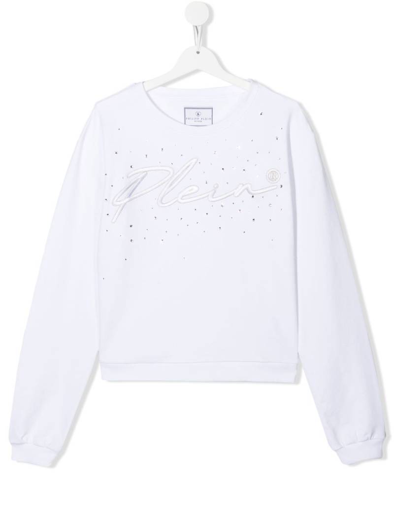 Philipp Plein Junior TEEN logo-embroidered sweatshirt - White von Philipp Plein Junior