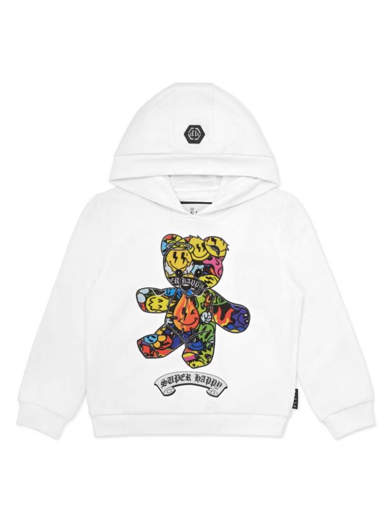 Philipp Plein Junior Teddy Bear-print hoodie - White von Philipp Plein Junior