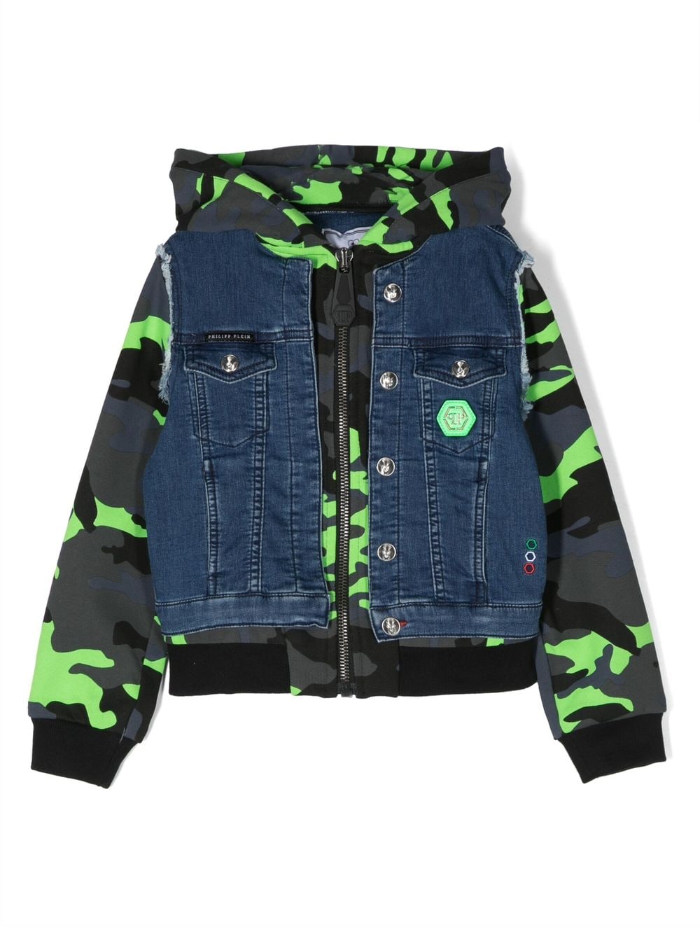 Philipp Plein Junior camouflage-print hooded bomber jacket - Blue von Philipp Plein Junior