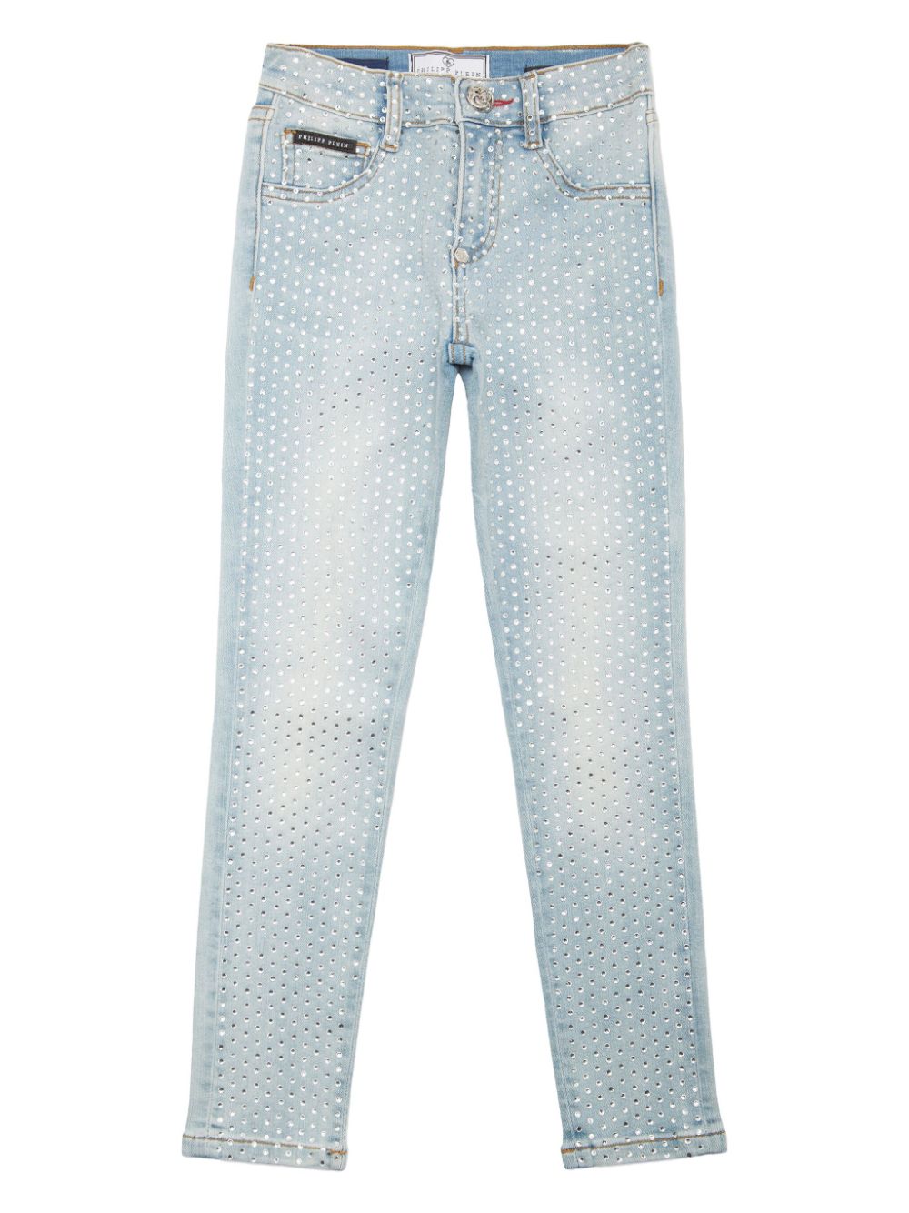 Philipp Plein Junior crystal-embellished five-pocket straight-leg jeans - Blue von Philipp Plein Junior