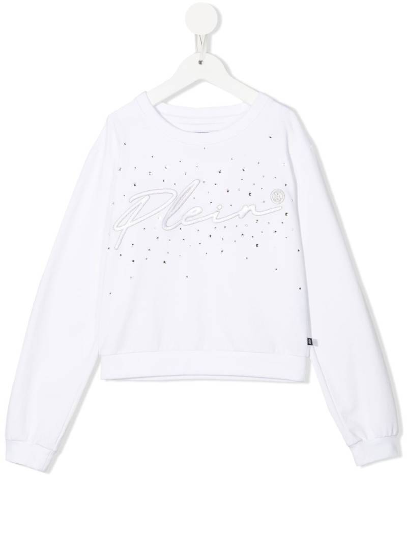 Philipp Plein Junior embroidered-logo long-sleeved T-shirt - White von Philipp Plein Junior